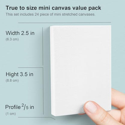 AUREUO Mini Stretched Canvas - 2.5x3.5 Inch / 24 Pack - 2/5 Inch Profile Small Square Canvas - Gift Set Bulk Pack Canvases for Acrylic Painting & Craft - size: 2.5"x3.5"