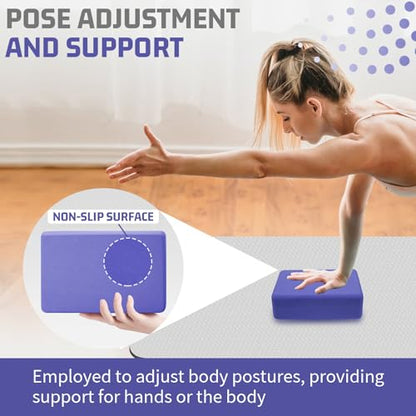 biguphate 2 Pack Yoga Blocks, 3"x6"x9" Rounded Edges Non-Slip, Yoha Bricks | Supportive Latex Free, Lightweight Ideal Pilates Block for Pilates Meditation Balance Stretching Deep Poses - color: Purple