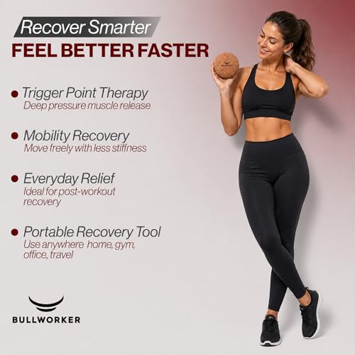 Bullworker 4" Cork Massage and Fitness Ball Recovery Tool - Deep Tissue Muscle Tension Release for Trigger Point, Muscle Soreness, Yoga Therapy, 10 CM | Soreness Relief, Yoga Therapy and Fitness Recovery Tool, 10 cm Massage Ball
