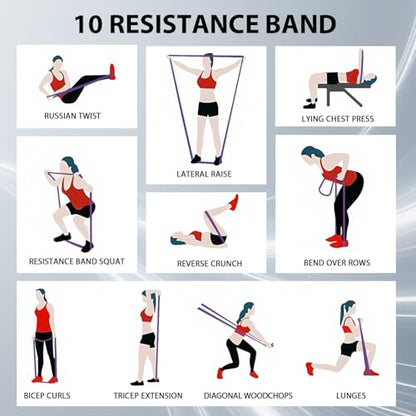 LEEKEY Resistance Bands for Pull Up Assist, Exercise & Workout Bands Set | Long resistance bands for pull up assist, strength training, physical therapy, stretching, home gym - color: 15-125LBS PINK PURPLE