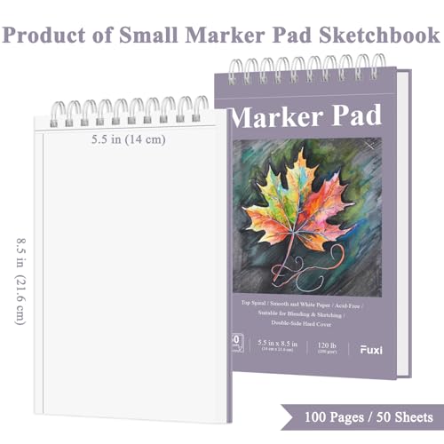 Fuxi Marker Paper Pad, 120lb/200gsm Art Paper of Markers, 2-Pack, 50 Sheets Per Pad (5.5" x 8.5"). - color: Lavender Purple