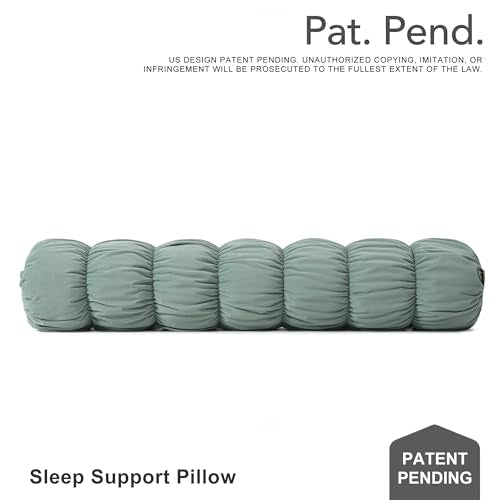 Pat. Pend. Long Cylinder Pillow for Bed, 39 Inch, Green | Small body pillow with a removable, washable soft velvet cover; long bolster design for adults and side sleepers. - color: Green, size: 39"x 7.87"