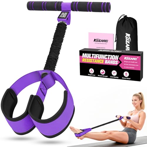 Upgraded Pedal Resistance Band with Handles, Multifunction Foot Pedal Resistance Bands for Abdomen,Waist,Arm, Core/ABS,Leg Workout at Home - Physical Therapy,Stretching,Strength Equipment - color: Purple