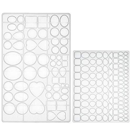 FUNSHOWCASE Cabochon Gem Silicone Mold 2 Trays for Resin Casting Jewelry Making - color: 176 Cavities 38 Designs