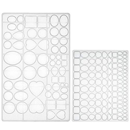 FUNSHOWCASE Cabochon Gem Silicone Mold 2 Trays for Resin Casting Jewelry Making - color: 176 Cavities 38 Designs