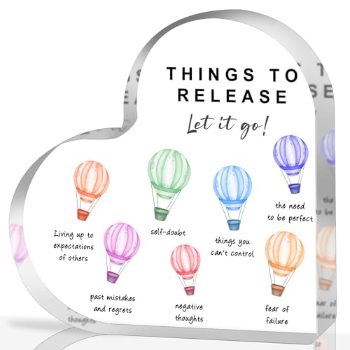Mental Health Awareness Decor, Things to Release Psychotherapy Affirmations Heart Acrylic Sign, School Counselor Sign, Therapy Anxiety, Psychology Therapy Gift for School Home Tabletop Therapy Office - color: 046