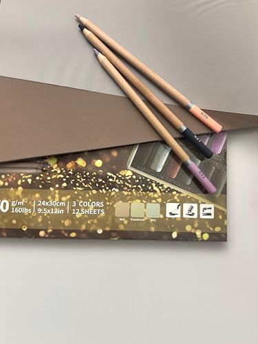 Soft Pastel Pencils 24 Colors Grey Tone&12-Sheet 3-Color Pastel Sandpaper Pad