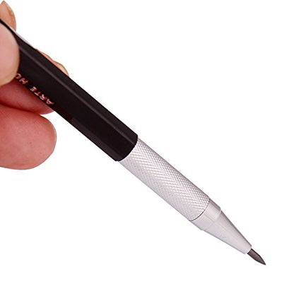 2.0mm Lead Holder Pen Mechanical Pencil for Draft Drawing, Art Sketching Carpenter +(Lead 1 Pack,Eraser) (Black Body)