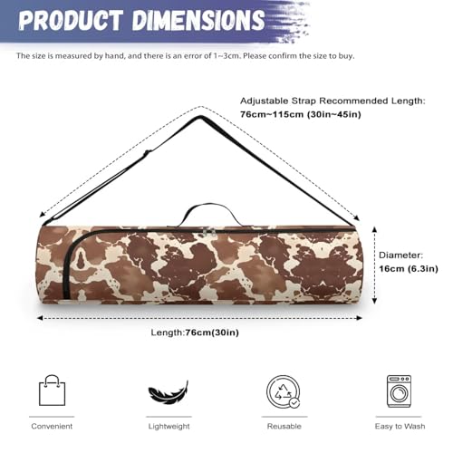 Yoga Mat Bag for Women & Men Full-Zip Yoga Mat Carrier Bag for Class Workout Park with Adjustable Strap - color: Cowhide Spot1