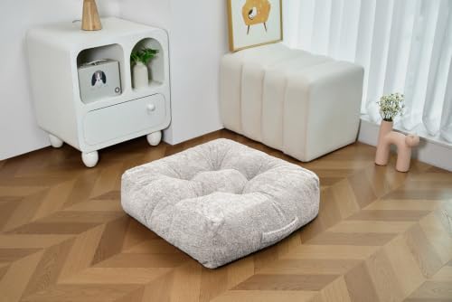 Floor Pillow, Large Meditation Sitting Cushion with Handle | for Tatami, Living Room, Yoga Use for Adults and Kids (1, Square, Light Gray, 22" x 22" x 6") - color: Square, Light Gray