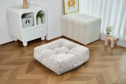 Floor Pillow, Large Meditation Sitting Cushion with Handle | for Tatami, Living Room, Yoga Use for Adults and Kids (1, Square, Light Gray, 22" x 22" x 6") - color: Square, Light Gray