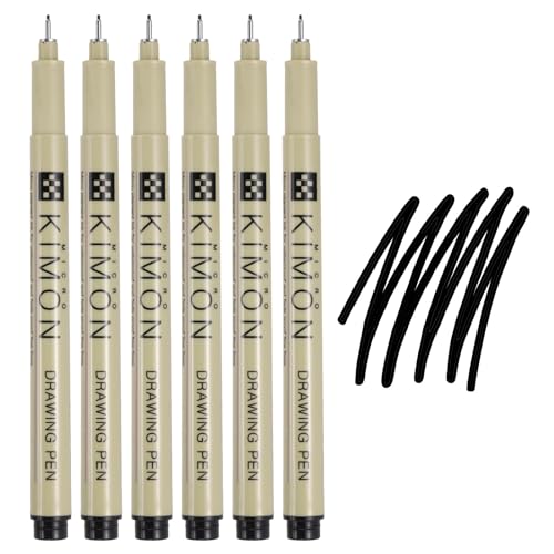 PATIKIL Fineliner Pens, 0.4mm Fine Points Drawing Pen Waterproof Inking Markers Liner Artist Watercolor Supplies Drawing Kit for Adult Sketching Journaling, Pack of 6 - style: 0.4mm Fine Points