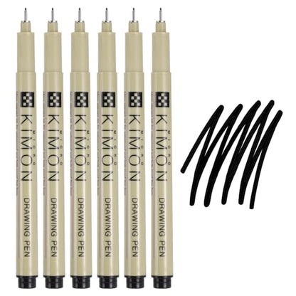 PATIKIL Fineliner Pens, 0.4mm Fine Points Drawing Pen Waterproof Inking Markers Liner Artist Watercolor Supplies Drawing Kit for Adult Sketching Journaling, Pack of 6 - style: 0.4mm Fine Points