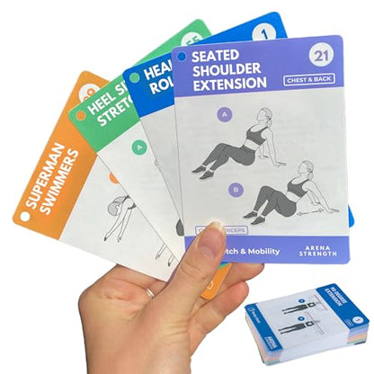 Arena Strength Workout Cards - Instructional Fitness Deck for Booty Band Workouts, Beginner Fitness Guide for Resistance Band Training Exercises at Home. Includes Workout Routines. - style: Stretch & Mobility Mega Deck