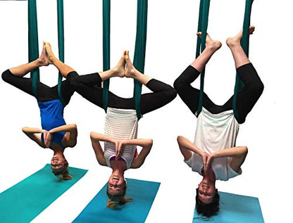 F.Life Aerial Silk Yoga Hammock & Swing for yoga Inversion,Strength training,starter hardware kit - color: blackish green