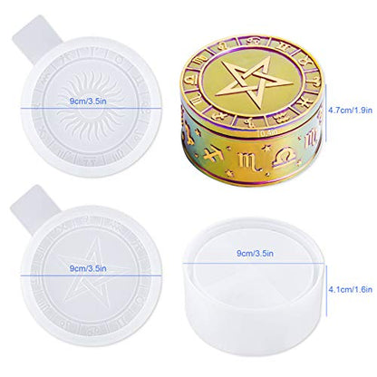 NiArt Zodiac Silicone Resin Mold Storage Box with Star Lid Epoxy DIY Art | Flexible BPA-Free Silicone Zodiac Jar Mold, Unmolds Easily, Reusable for Jewelry, Trinket, Candle & Home Decor Crafting - style: Constellation Storage Box