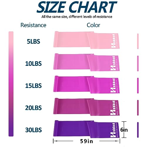 Resistance Bands Set for Physical Therapy, Rehab, Yoga and Pilates - color: Gradient Pink 5-80lbs