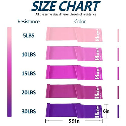 Resistance Bands Set for Physical Therapy, Rehab, Yoga and Pilates - color: Gradient Pink 5-80lbs