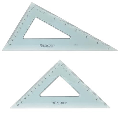 Westcott Triangular Scale Ruler Set, 30/60- and 45/90-Degrees, Back-to-School, School Supplies, Classroom Supplies, 2-Pack