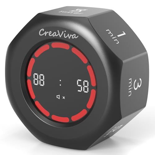 Flip Cube Pomodoro Timer - Rechargeable Visual Countdown & Count Up Stopwatch, 7 Preset Intervals, 3 Alarm Modes, Productivity Tool for ADHD, Kids, Study, Work & Kitchen (Gray) - color: Space Grey