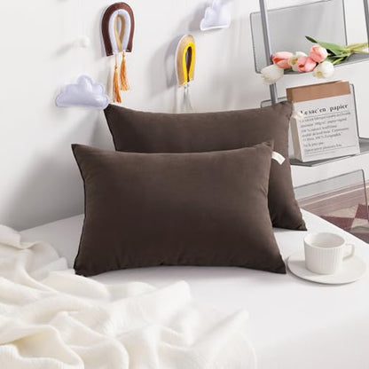 NTBAY Toddler Pillows, Set of 2, 13"x18", Dark Brown - color: Dark Brown, size: 13"x18"