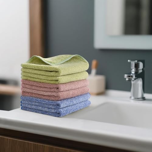 Microfiber Face Towels Soft Washcloths 12Inch x 12Inch 6 Pack Multicolor - color: Multicolor2