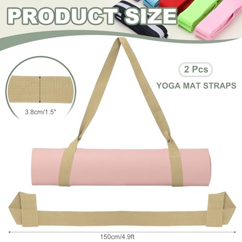 Yoga Mat Straps for Carrying, Adjustable Exercise Mat Sling Holder Multi Purpose Mats Carrier - color: Khaki