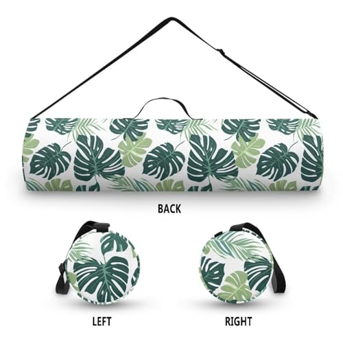 Yoga Mat Bag for Women & Men Full-Zip Yoga Mat Carrier Bag for Class Workout Park with Adjustable Strap - color: Green Palm Leaf