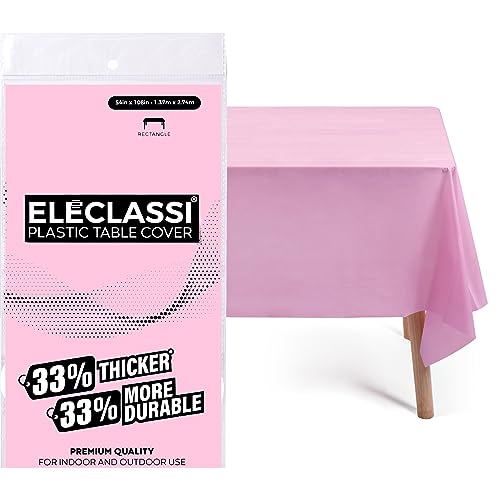 Eleclassi Pink 12 Pack Premium Disposable Plastic Tablecloth 54 x 108 in - Plastic Table Cloth Disposable Tablecloth for Rectangle Table Up to 8 Feet - color: Pink, size: 12 Pack Rectangle
