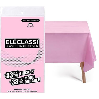 Eleclassi Pink 12 Pack Premium Disposable Plastic Tablecloth 54 x 108 in - Plastic Table Cloth Disposable Tablecloth for Rectangle Table Up to 8 Feet - color: Pink, size: 12 Pack Rectangle