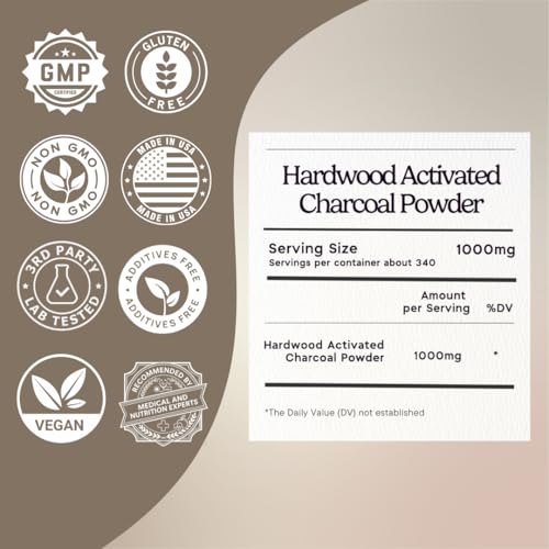 Zen Principle Hardwood Activated Charcoal Powder 100 Percent from USA Trees. All Natural. Whitens Teeth, Rejuvenates Skin and Hair, Supports Better Digestion, 40 Oz - size: 40 Ounce (Pack of 1)