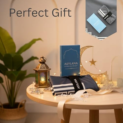 Portable Islamic Pocket Prayer Mat, Waterproof & Lightweight Thin Travel Sajjadah, Foldable Compact Small Muslim Praying Rug with Elastic Band, Essential Salah Gift Accessory - color: Desert Gray