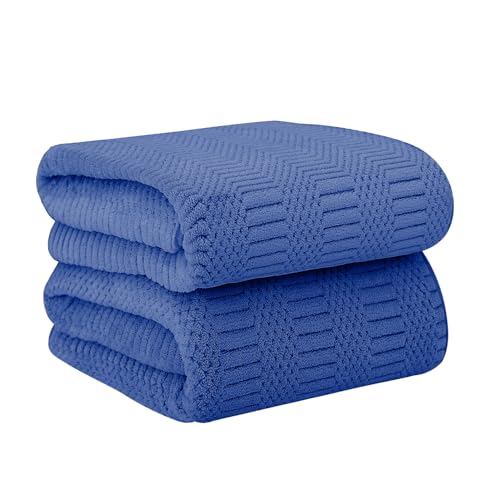 JML Microfiber Bath Towels, Navy, 30" x 60", 2 Pack - color: Diamond Cross Grid Navy, size: 2 Pack (30 in x 60 in)