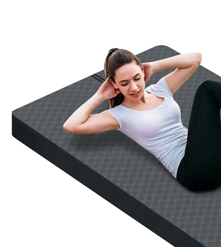 nuveti Large Exercise Mat - 15mm/20mm/30mm Thick Yoga Mat | Workout Mat for Fitness, Yoga, Pilates, Stretching & Floor Exercises for Women & Men with Free Carrying Bag - color: Grey, size: 200X100X30MM