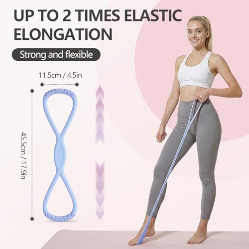 RYAOLELY Figure 8 Resistance Band, Exercise Band for Physical Therapy, Yoga Pilates Home Workout, Portable Fitness Band with Anti-Slip Grip - color: 25LB Blue