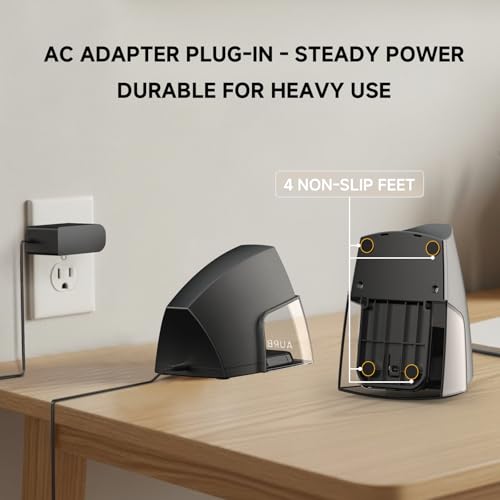 Electric Pencil Sharpener for 6 to 8 mm Pencils Helical Blade Fast 4 Second Sharpening Large Shavings Bin Non Slip Feet Safe Design for Classroom Office and Home(S1131) - color: Black