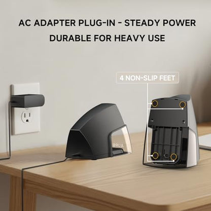 Electric Pencil Sharpener for 6 to 8 mm Pencils Helical Blade Fast 4 Second Sharpening Large Shavings Bin Non Slip Feet Safe Design for Classroom Office and Home(S1131) - color: Black