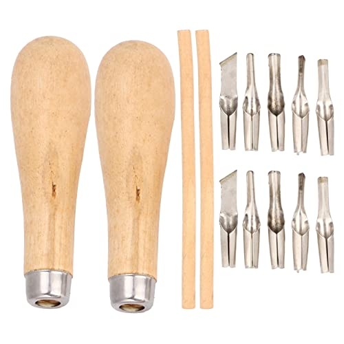 2 Sets Linoleum Carving Tools - 10 Replaceable Cutters | 2 Wooden Handles Stamp Carving Tools, Linocut Kit for Printmaking Ideal for Linocut, Woodworking, Precision Carving