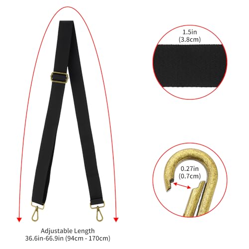 ZOOEASS Wide Shoulder Strap (Solid),Adjustable Replacement Belt Crossbody Canvas Bag Handbag - color: Bronze Buckles-black