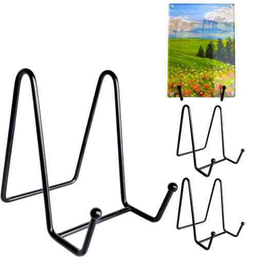3PCS Iron Plate Stands for Display 4 Inch, Metal Frame Holders for Picture | Solid Black Iron Easel Holder, Perfect for Decorative Plate, Book, Photo Easel - size: 3PCS 4IN