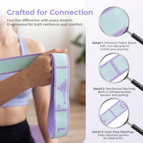 Stretch Bands, 8-Loop Adjustable Stretching Strap, Resistance Bands for Exercise Yoga Pilates Dance Gymnastics - color: Purple