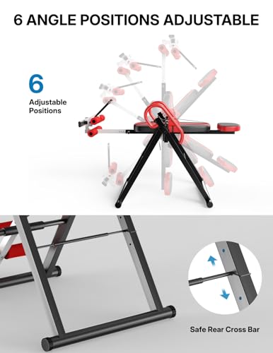 YOLEO Gravity Inversion Table for Back Pain Relief 2026 New Inversion Table | w/Lumbar Support, Easy to Assemble, Back Stretcher Machine 300 lbs - color: Red02