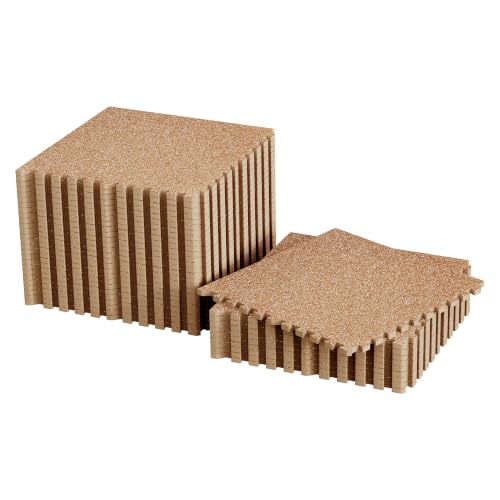 SUPERJARE 0.56'' Thick 144 Sq Ft Rubber Top Gym Flooring for Home Gym - color: Wood, size: 36 Tiles (144 Sq Ft)