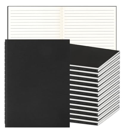 24 Pack A5 Black Cover College Ruled Notebooks Bulk, Journaling Notebooks | A5 Lined College Ruled Notebook, 8.3x5.5 Inches 60 Pages Travel Journal Notebooks Set for Work, School, Writing - color: Black, style: Black-24-Lined