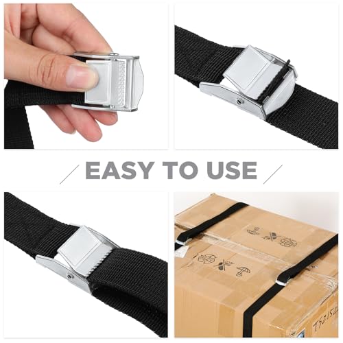 Riakrum 10 Feet 15 Pack Lashing Straps with Buckles, Adjustable, Black - color: Black, size: 10 Feet