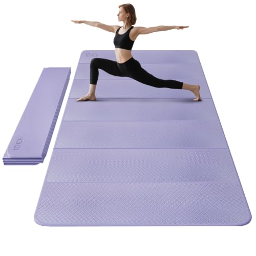 Foldable Yoga Mat Extra Large (74.0" x 47.2" x 0.4") | Double-Sided Non-Slip,Extra Wide Foldable Design,10mm Extra Thick ,Exercise Mat for Gym, Studio, Travel, Home Use - color: Light Purple