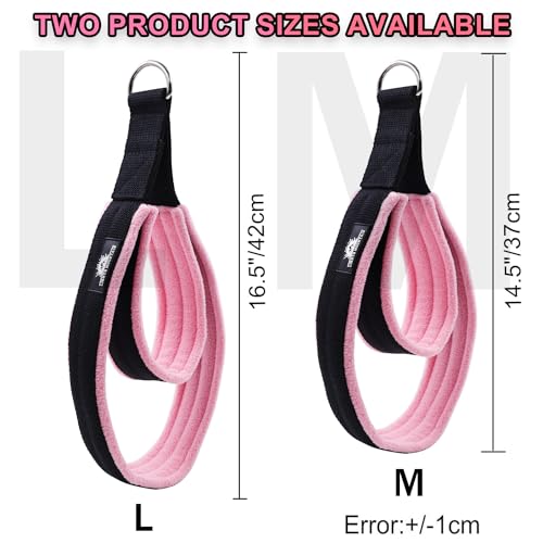Pilates Double Loop Straps for Reformer, Thickened D-Ring Handle Fitness Straps, 2 Lengths Multicolor Yoga Accessories for Home Workout - color: black pink, size: size M