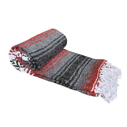Open Road Goods Mexican Blanket - Authentic Serape Falsa Blanket - Handmade (Rust) - color: Rust