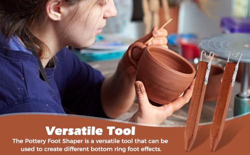 Pottery Trimming Tool for Clay and Ceramics Bottom Foot, 2 Pcs Clay Wheel Throwing Carving Scraper, Stainless Steel Shaper with Red Sandalwood Handle for Bowl Cup Vase, 4mm & 6mm