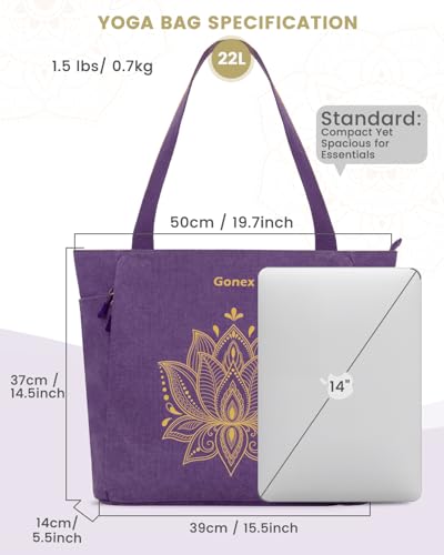Gonex Yoga Mat Bag with Zipper Mat Carrier Canvas Gym Tote | Durable Canvas, Zipper Closures Prevent Slipping, Quick Access, Bottle Holder, Fits Yoga Blocks, Gym & Travel Use - color: Purple, size: Classic (15.5×5.5×14.5inch)